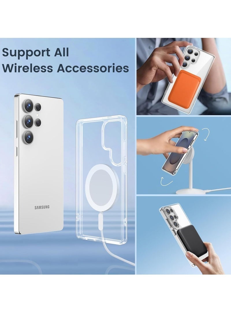 Clicko Samsung Galaxy S25 Ultra Magsafe Case Support Wireless Charging Slim Thin Magnetic Cover Anti Scratch Shockproof Hard Transparent Phone Case Compatible with Samsung Gakaxy S25 Ultra 6.8 Inch - Image 3